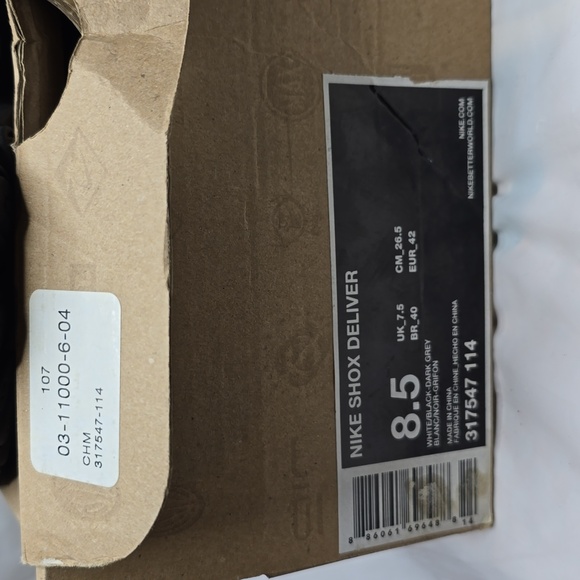 Limited Edition Nike Shox Deliver in White-Black-Dark Grey Size 8.5 with Box - Picture 11 of 11